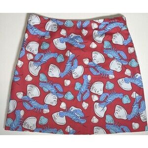 Vineyard Vines Women Mini Skirt 4 Faded Red Lobsters Straight Short Lined Summer